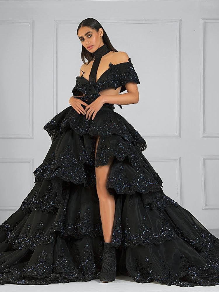 black puff dress