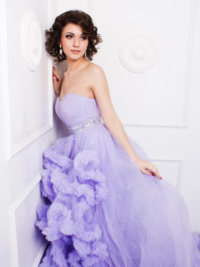 purple puff dress